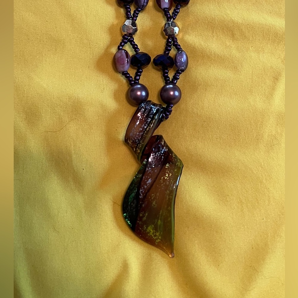 Purple glass 16” statement necklace